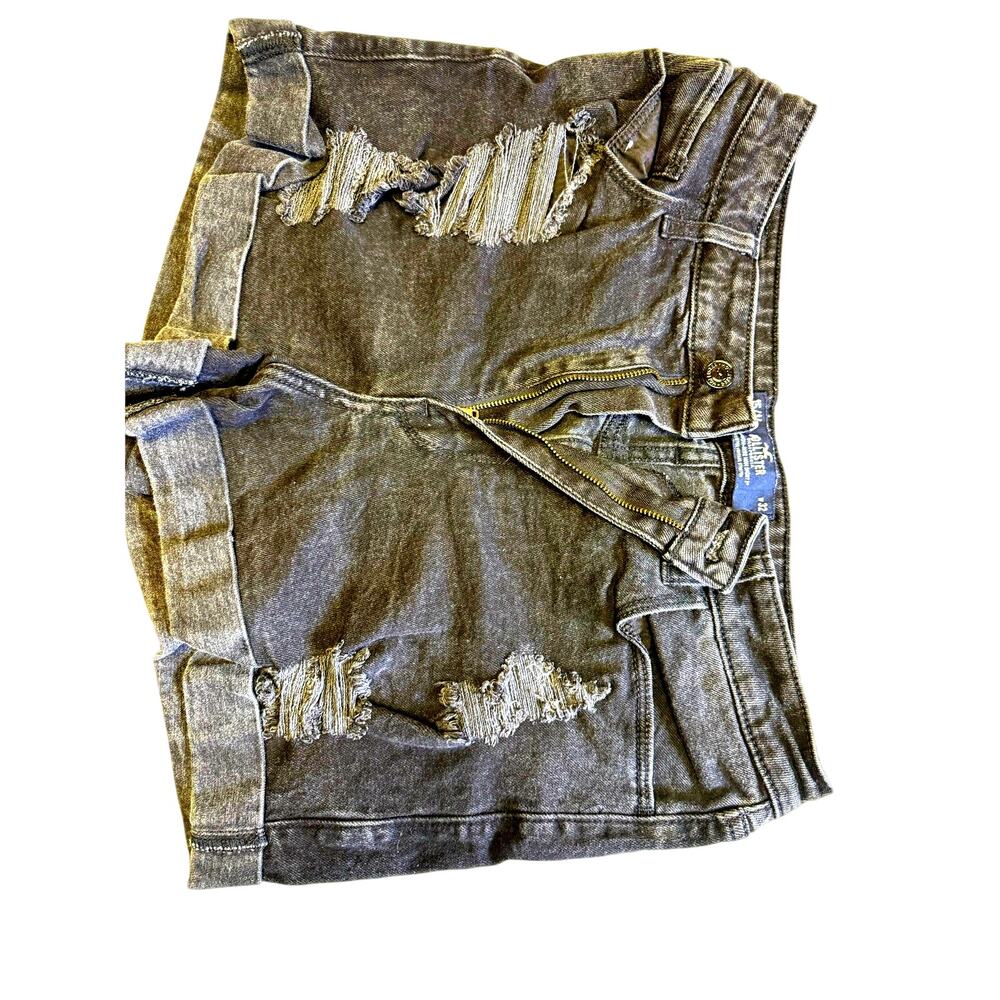 hollister denim shorts black cuffed womens 14